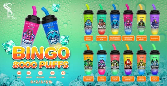 Originale Supbliss Bingo 8000 Puffs 16ml Batteria ricaricabile preriempita E Penna per sigaretta Vape usa e getta all'ingrosso